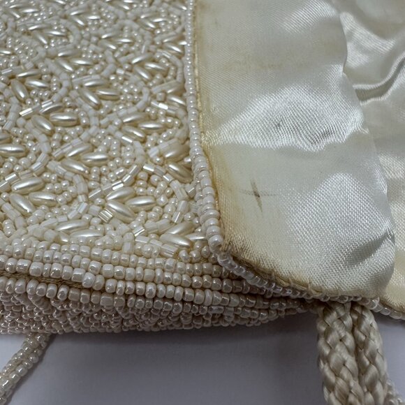 Vintage Inge Christopher White Beaded Evening Purse Long Strap - Picture 5 of 10
